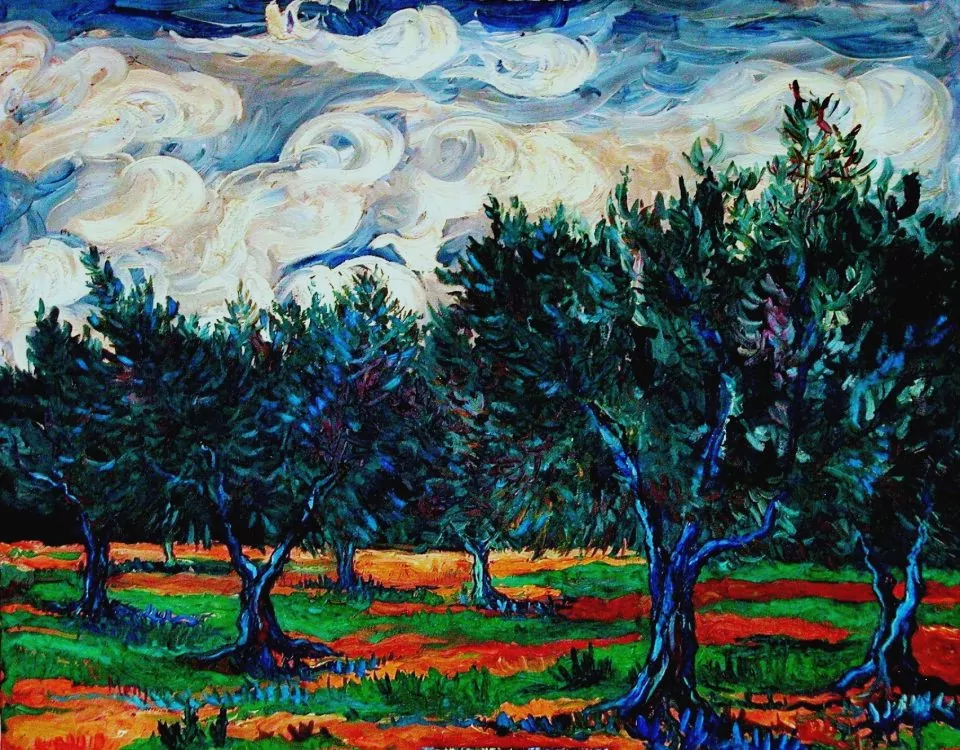 Cuadro Empeltres y tormenta oleo sobre lienzo (92x73cm)