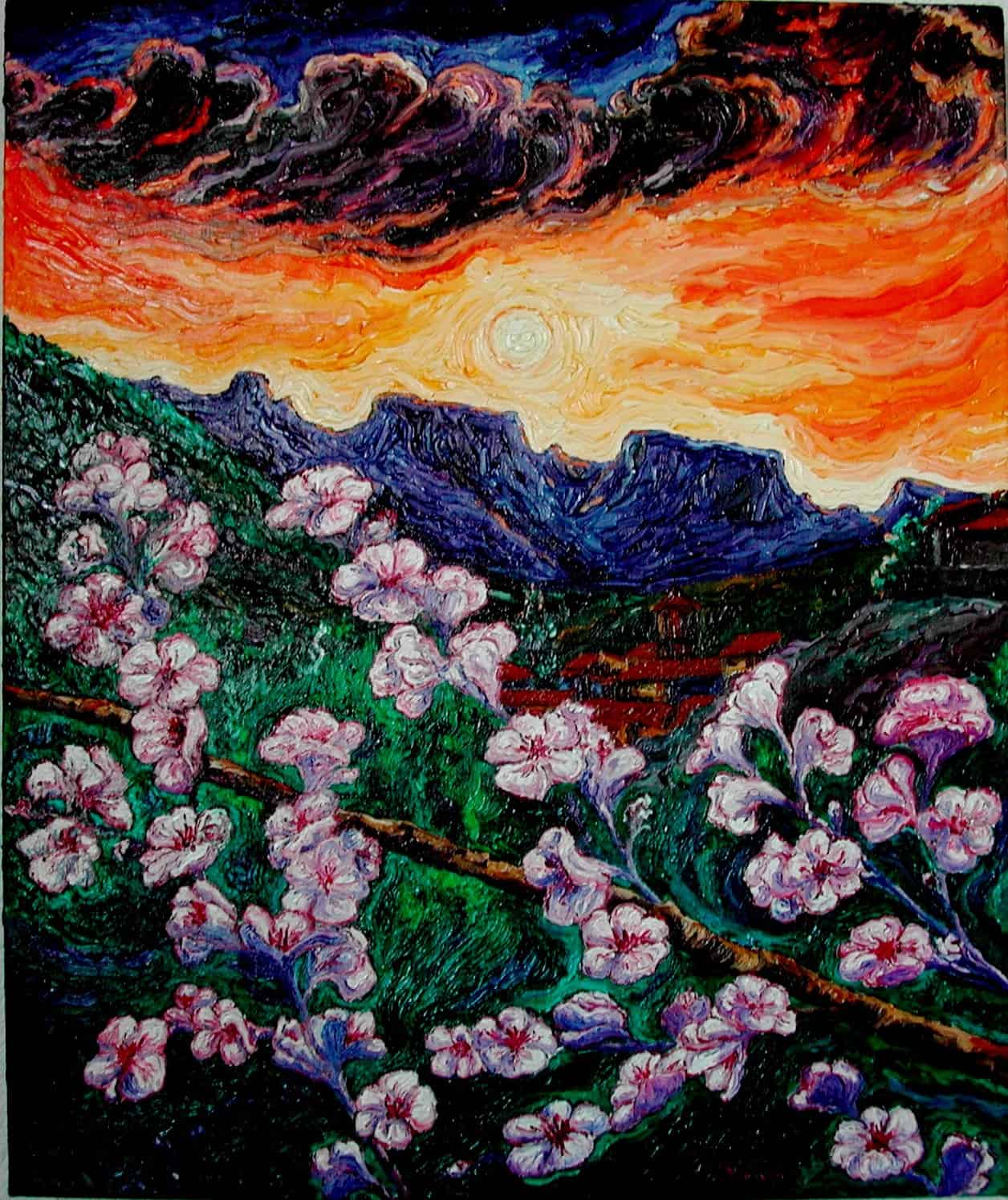 Cuadro Flores de almendro_1 (óleo sobre lienzo3D 60x50)