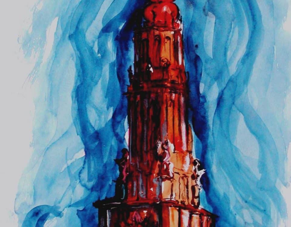 Pintura Acuarela Torre de La Seo Zaragoza