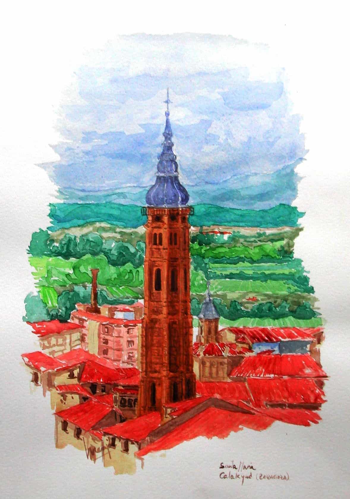 Torre De Santa Maria La Mayor De Calatayud (zaragoza España) 46x32cm