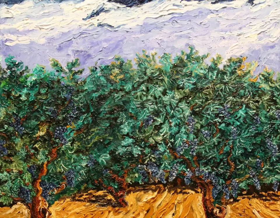 Viña verde oleo sobre lienzo 3D 60x60 cm